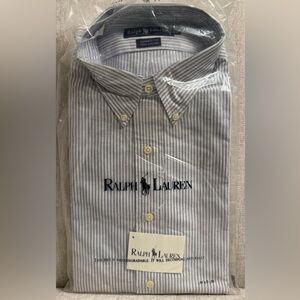 Ralph Lauren Men’s Light Blue and White Striped Button-Down Shirt